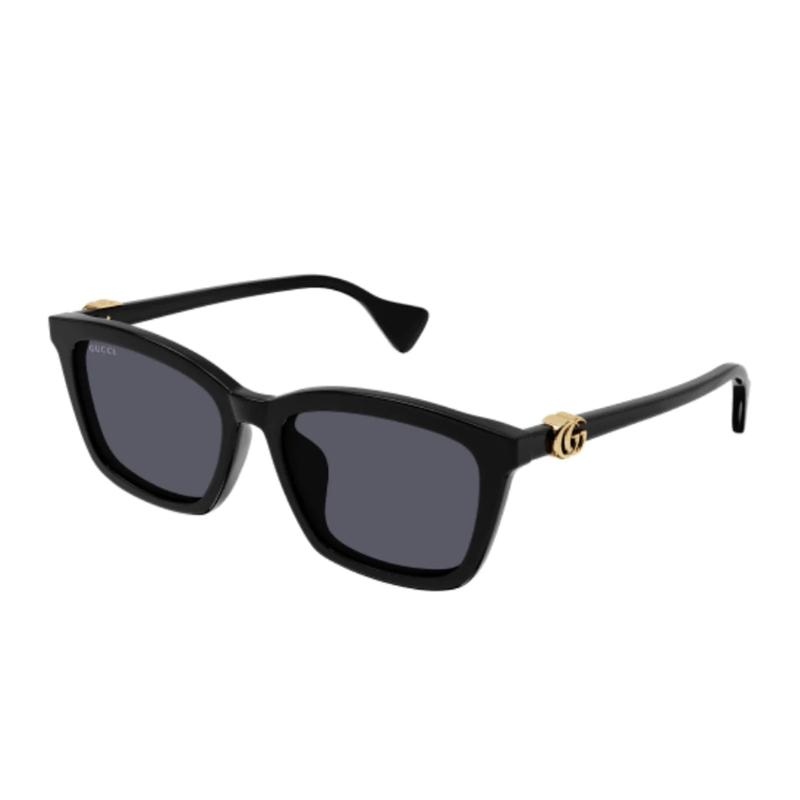 Gucci Temple Logo Rectangular Sunglasses Men's Black