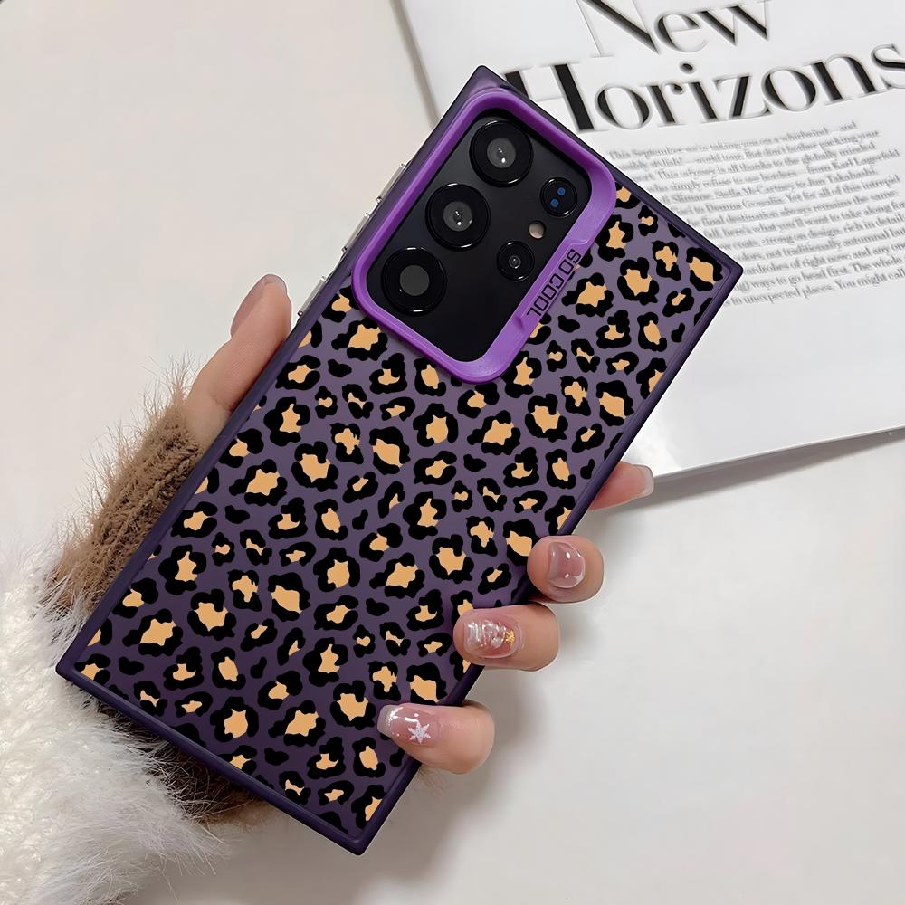

INS Leopard Print Phone Case For Samsung Galaxy S25 Edge S24 S23 S22 S21 S20 Ultra Funda Silicone Silver Cover Galaxy S23