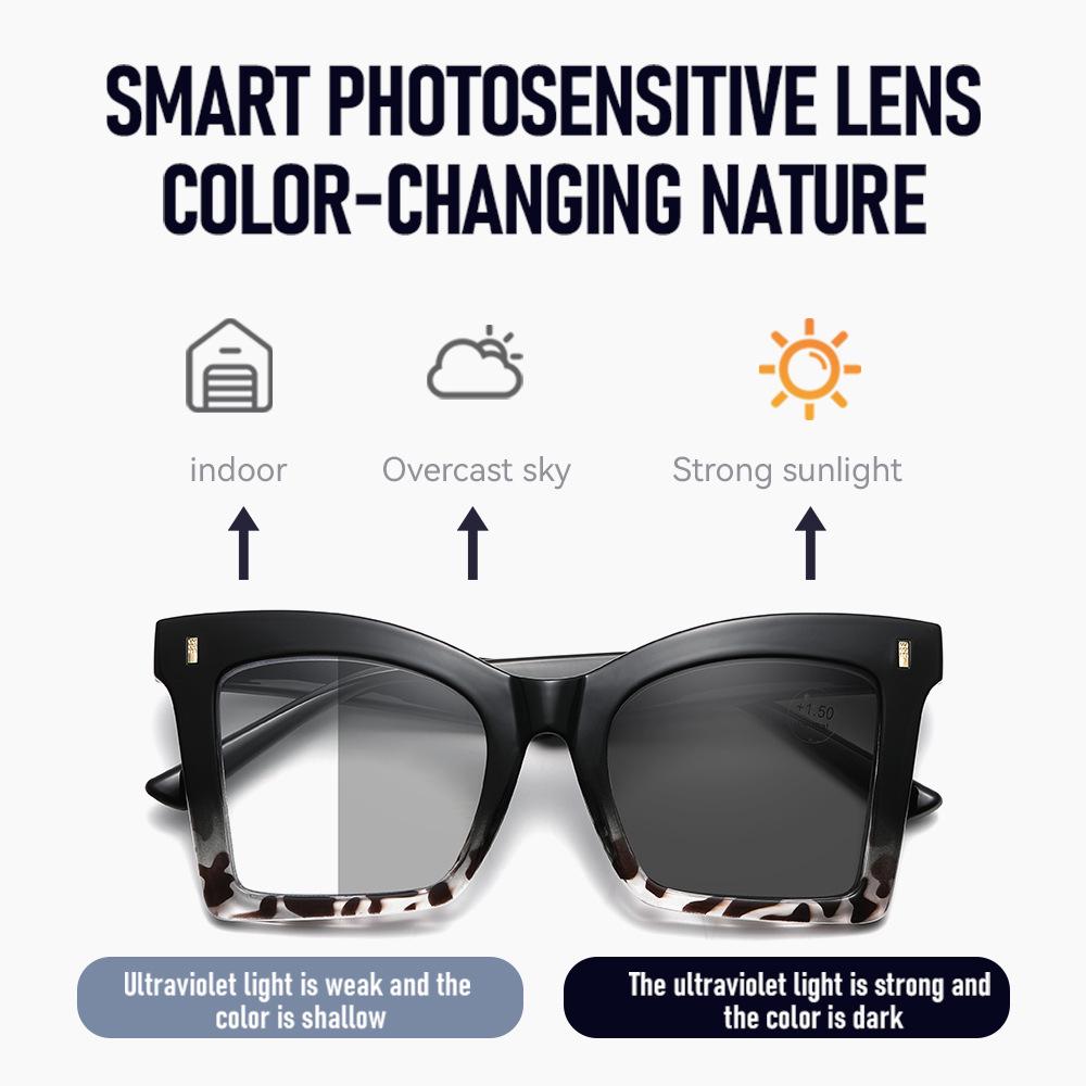 Photochromic Anti-Blue Light Women's Large Frame Reading Glasses - European & American Design
