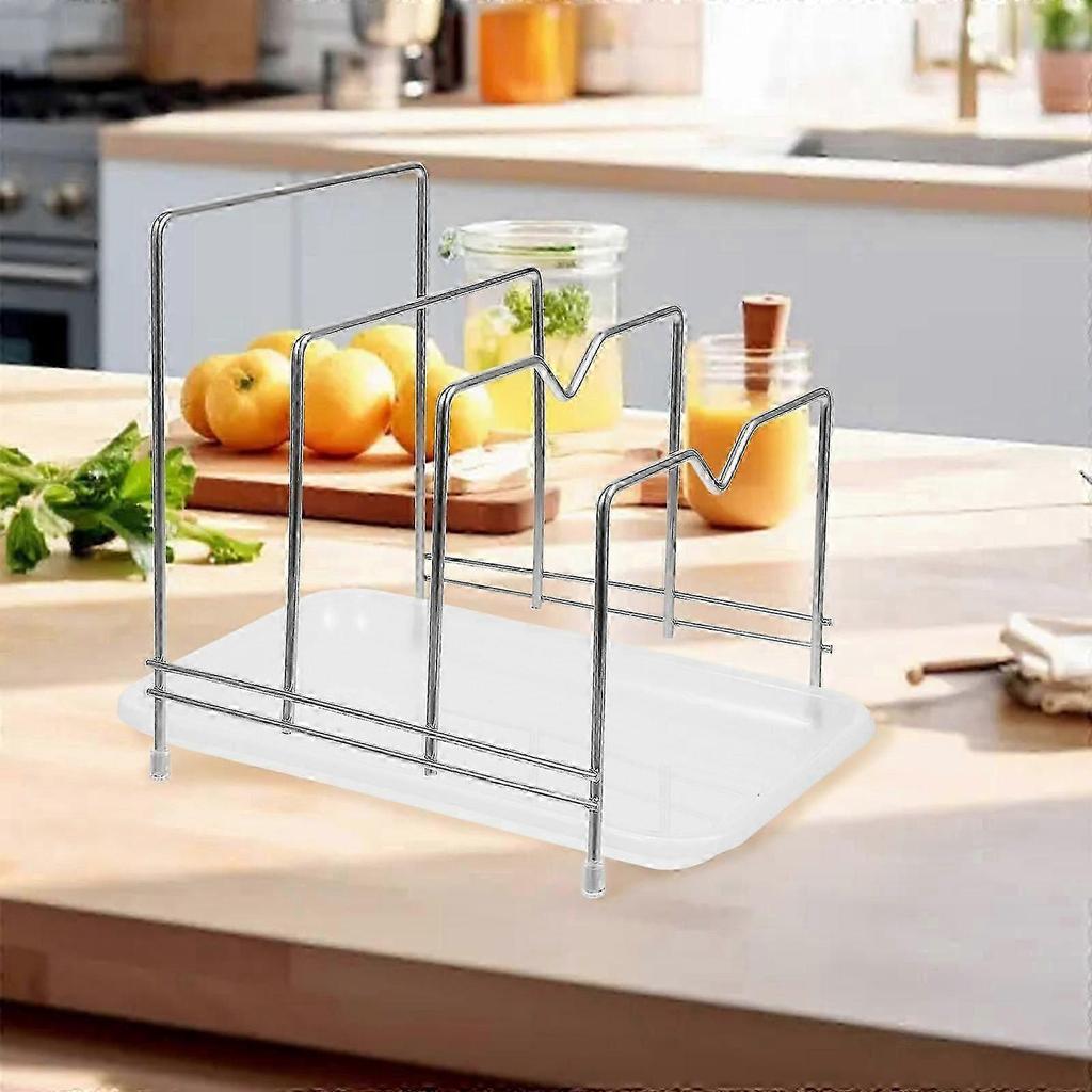 2026 Best!! Stainless Steel Cutting Board Holder Pot Lid Organizer Stand Storage Draining Space-saving 1Set