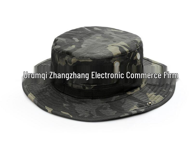 Military Fan Round Brim Camouflage Sun Hat with Python Pattern