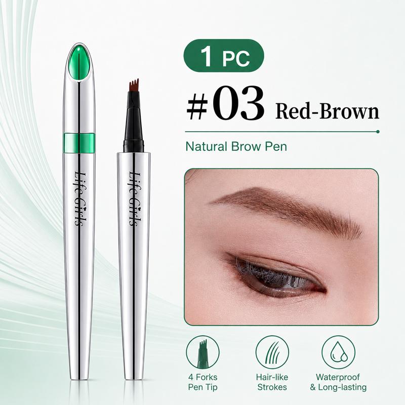 4-Vorkpunt Wenkbrauwpen Waterdicht Langhoudend Microblading Wenkbrauwpotlood Natuurlijke Haarlike Streken Vlekbestendig Make-up Tool