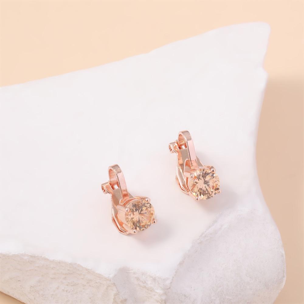 Ohrclips ohne Piercing im europäischen und amerikanischen Stil, Roségold mit Strass
