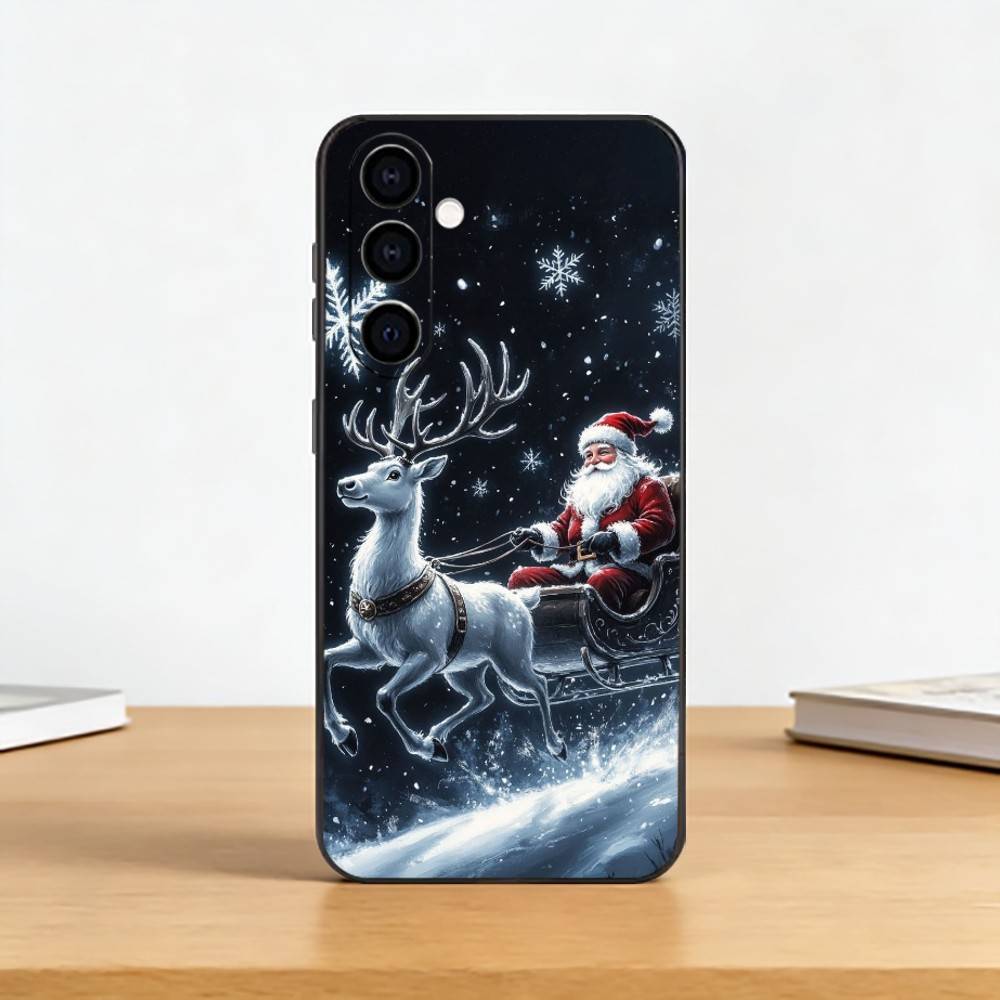 Christmas Santa Claus Phone Case Black Silicone Soft For Samsung Galaxy A73,A72,A71,A70,A53,A52,A51