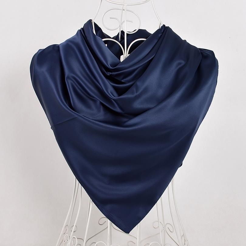 

[BYSIFA] New Solid Color Women Large Square Scarves Wraps 100*100cm Autumn Winter Luxury Matt Satin Silk Scarf Brand Head Scarf