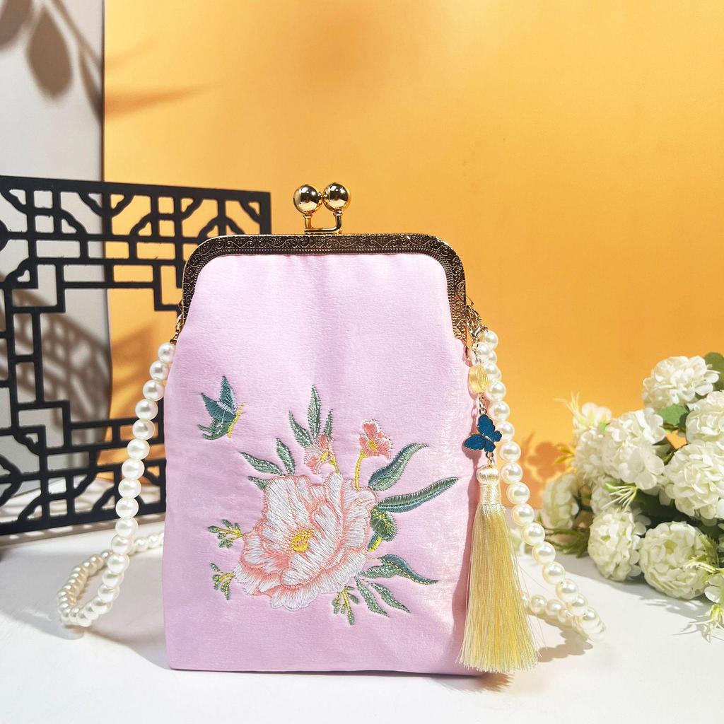 Ancient Style Single Shoulder Crossbody Cheongsam Bag with Embroidery Clasp Handbag