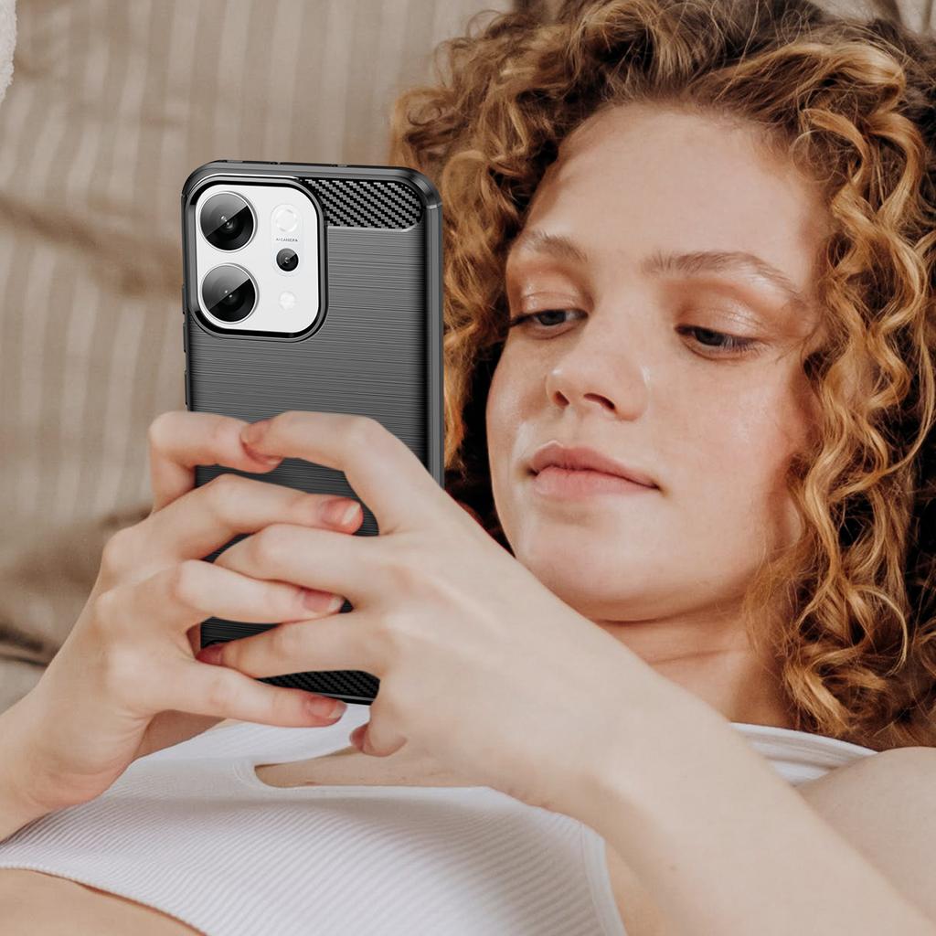 Voor Oppo Reno14 5G (Globaal) Hoes Beschermende Telefoonhoes Koolstofvezel Textuur Geborsteld