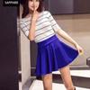 High Waist Suede A-fold Skirt Women Simple Casual Office Lady Spring Fall Korean Fashion Available In Multiple Colors