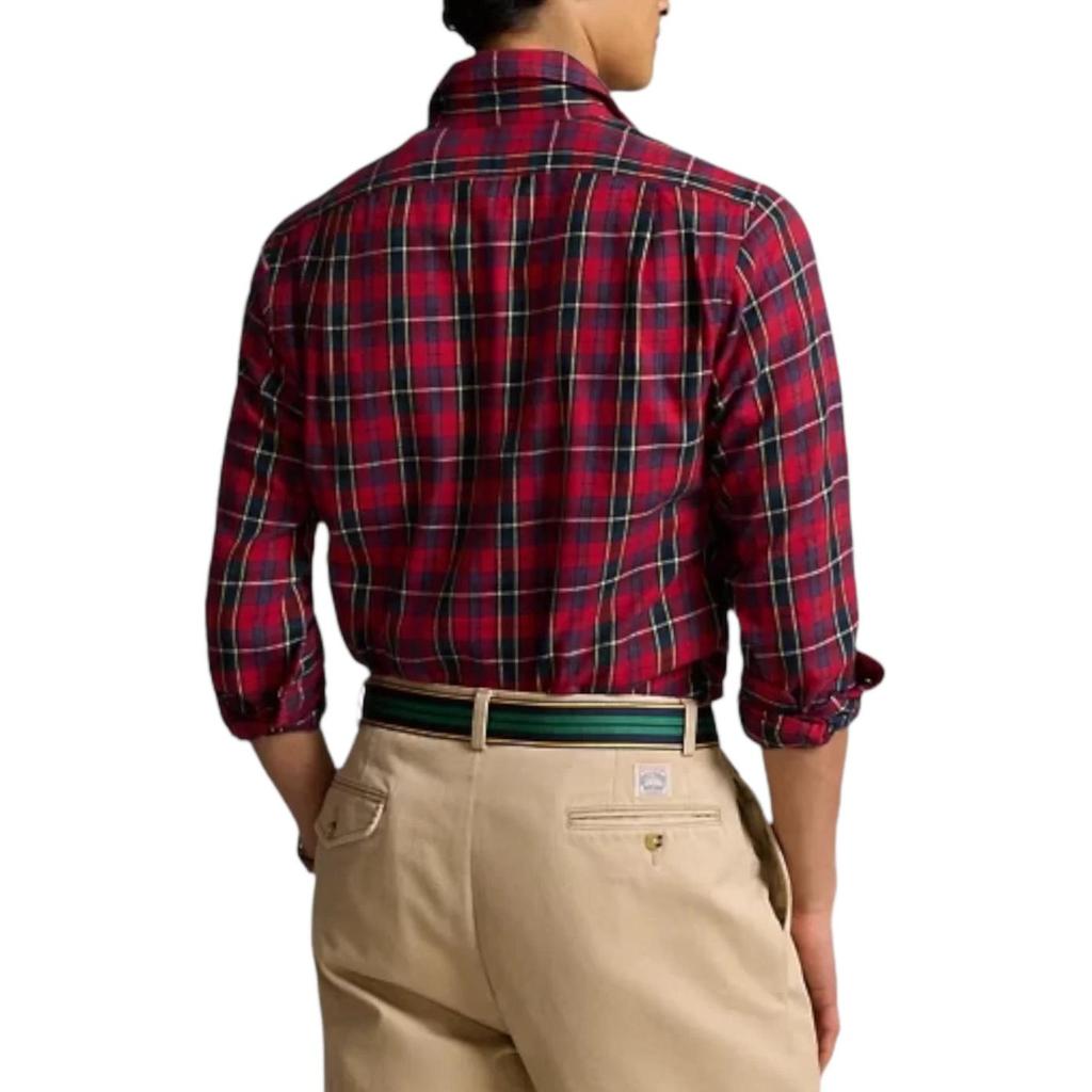 Polo Ralph Lauren Plaid Twill Button-Down Long Sleeve Shirt Men Shirts Red 710922281-004