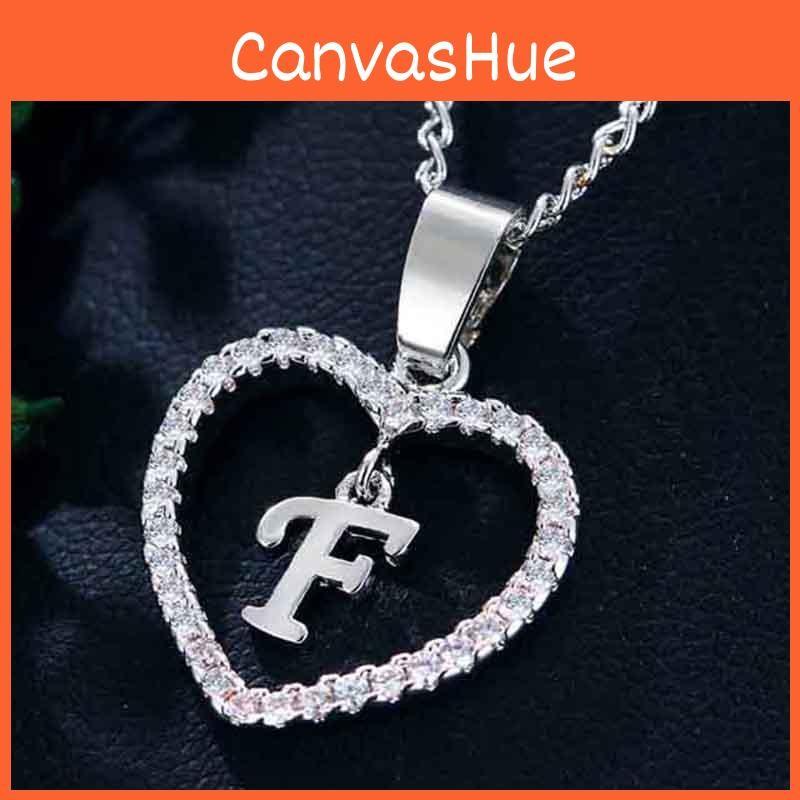 Heart Letters 26 Love Crystal Women Silver Plated Chain Jewelry Necklace