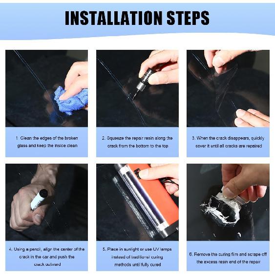 2PCS Windshield Repair Kit, Glass Repair Liquid Automotive Windscreen Crack Fixing Tool, Quick Fix Windshield Rock Chip Repairing Set for Bulls-Eye