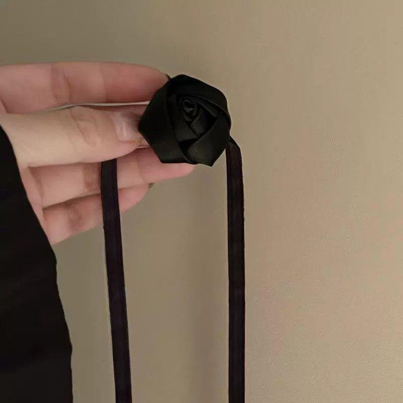 

Винтажное ожерелье в французском стиле из атласного бархата для женщин Black Flowers