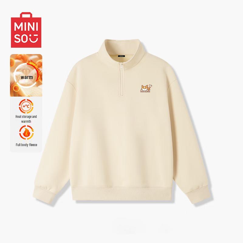 MINISO Couple's Plush Half-Zip Stand-Collar Sweatshirt