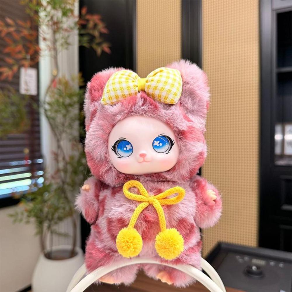 Plush Material Vinyl Face Doll Pendant Cute Design Rabbit Cat Plush Doll Birthday Xmas Gift