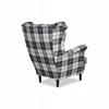 Fotel uszak Winston z podnóżkiem pufą Family Meble krata granatowo - biała
