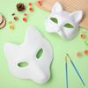 Alipis Cat Unpainted Therian Masks: 4 Pack Paintable White Fox Blank Masquerade for DIY Craft Paper Mache Decorate Animal Plain Wolf Halloween