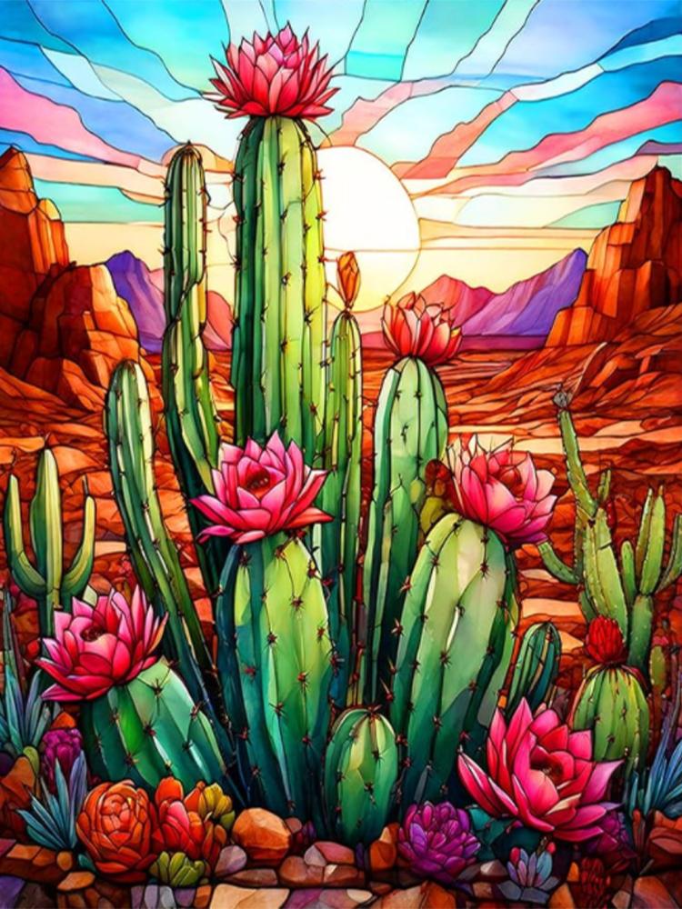 DIY Diamond Painted Flower Cactus Potted Plants Diamond Mosaic Embroidery Cross Embroidery Set Home Decoration Art Gifts 2024 5D