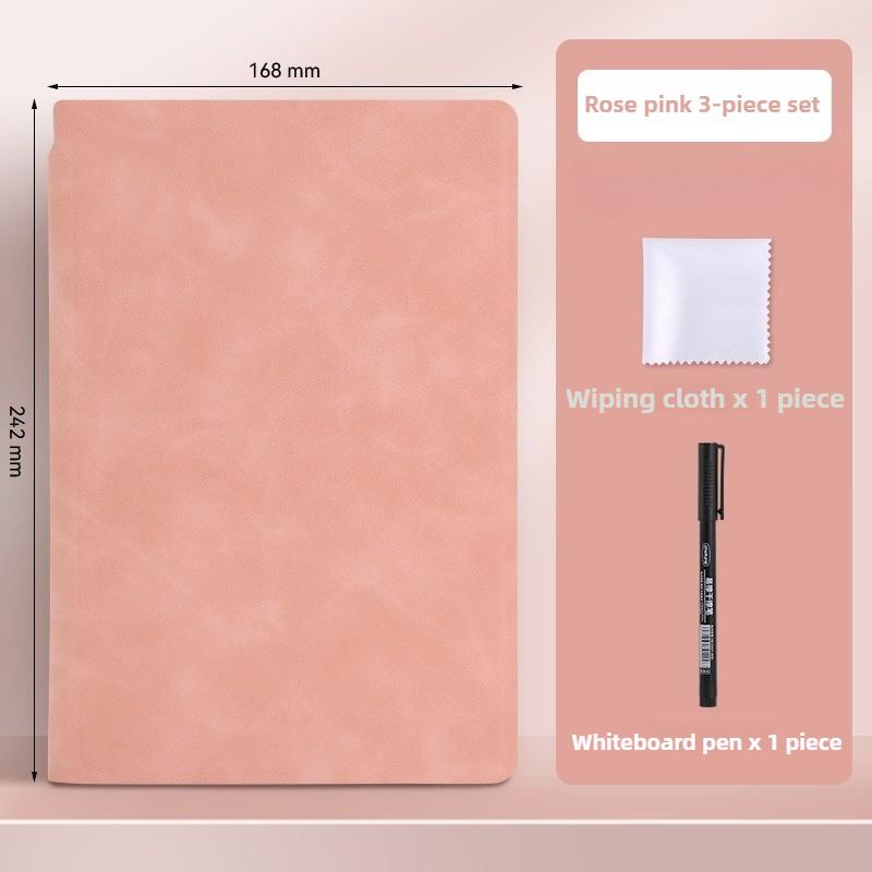 A5 Reusable Whiteboard Notebook Set With Whiteboard Pen Erasing Cloth Leather Memo Pad Weekly Planner Portable Stylish Office