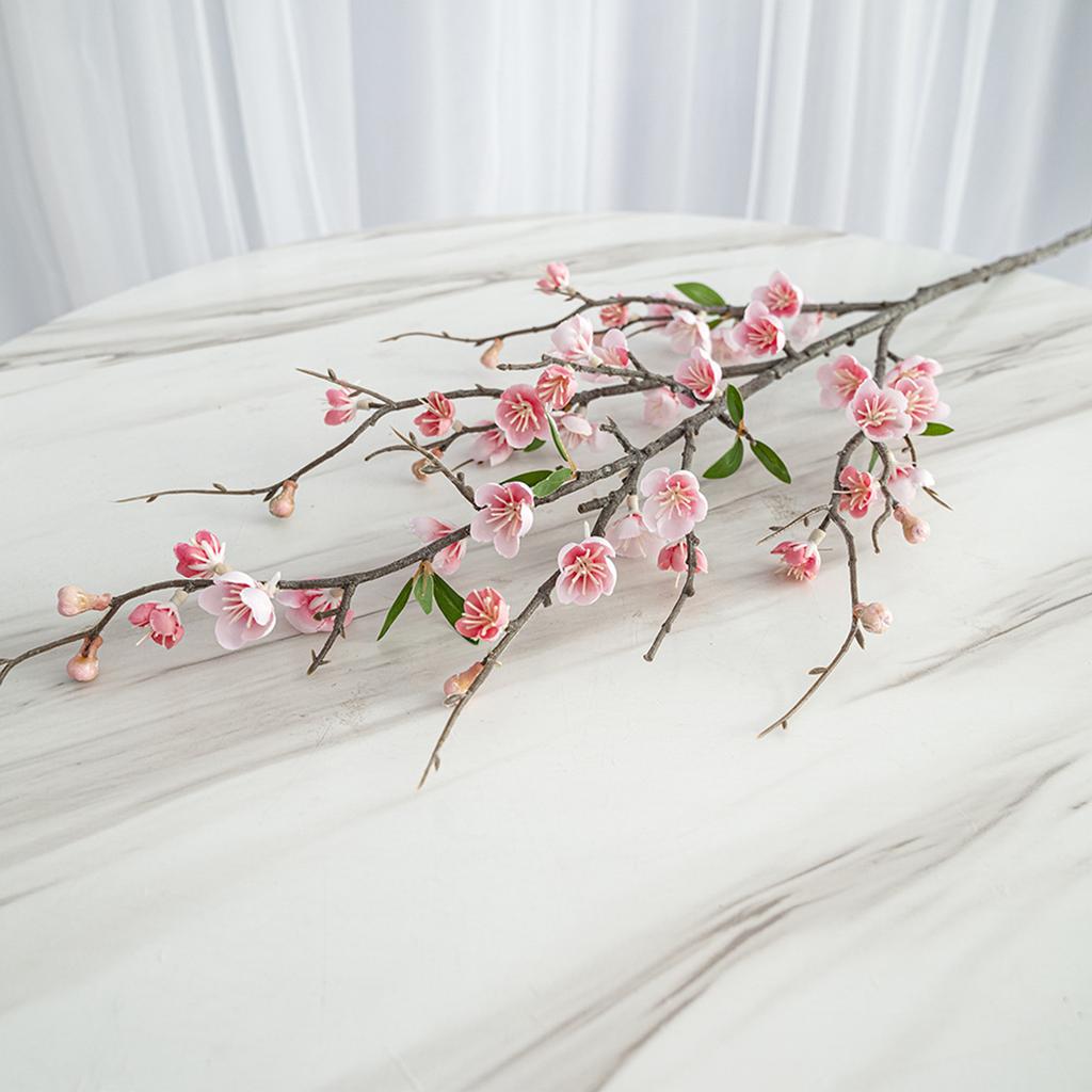 Artificial Cherry Blossom Branch with 5 Sub Branches 95cm Realistic Silk Flower Fake Peach Tree Branch for Wedding