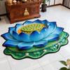 3D Lotos Fußmatte Realistische Blume Wohnzimmerteppich Waschbar Rutschfeste Teppich für Zuhause Meditationsraum Schlafzimmer Dekoration