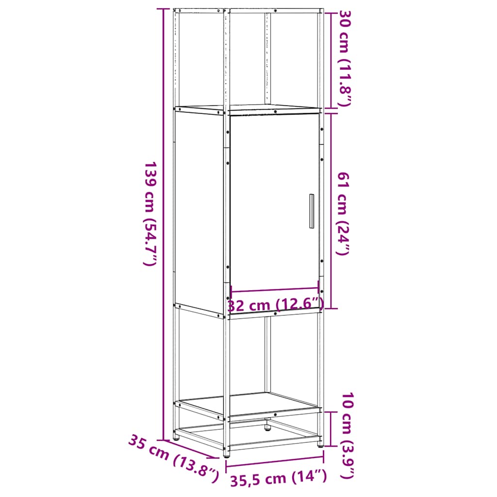 Highboard Sonoma Oak 35.5 x 35 x 139 cm Wood Based Panel & Metal