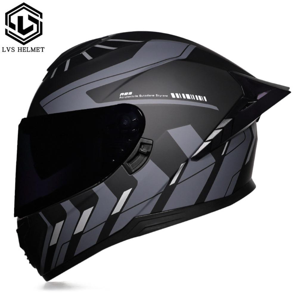 DOT Full Helmet Double Mirror Helmet Men's Four-season Universal Hard Hat Female Knight Locomotive Double Lens