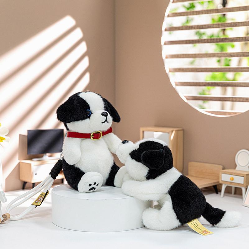 Border Collie Mjukisdjursnyckelring Med Mjuk Kort Päls För Ryggsäcksdekoration Och Samlarleksak