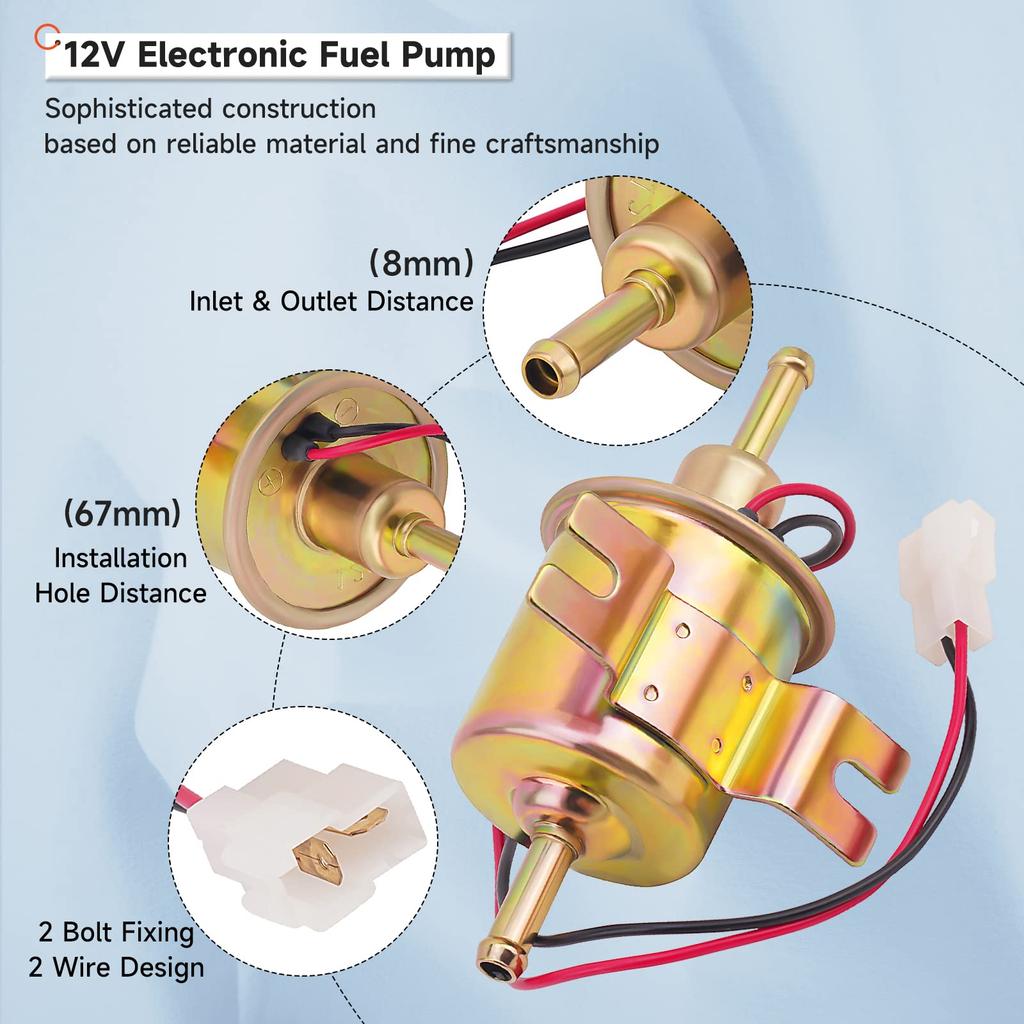12V/24V universāls elektriskais degvielas sūknis zema spiediena skrūves stiprinājuma stieple dīzeļdegviela benzīns HEP-02A automašīnas karburatoram motociklam ATV
