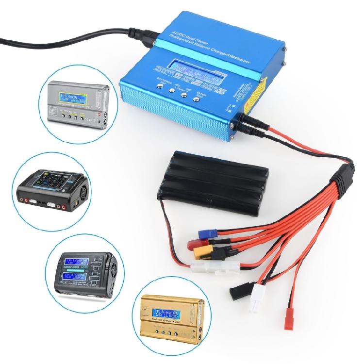 8Port Banana Plugs to FUTABA, EC3, XT60, JST Splitter MultiInterface Adapters Wire for Simultaneous Device Power Supply
