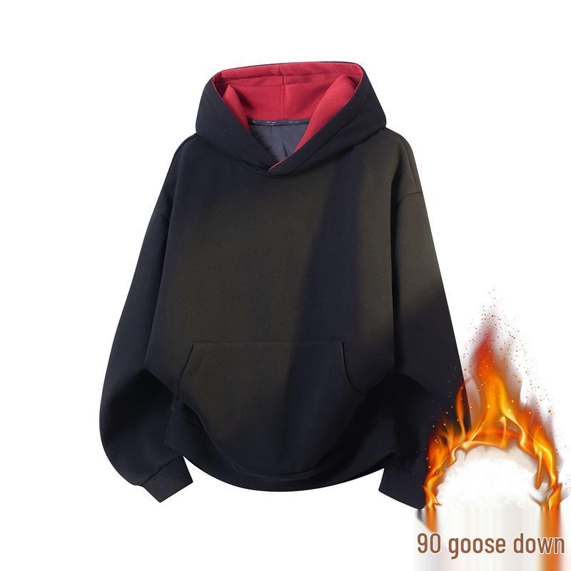 Winter Plus Size Men's Goose Down Hooded Jacket - Casual, Loose, Versatile