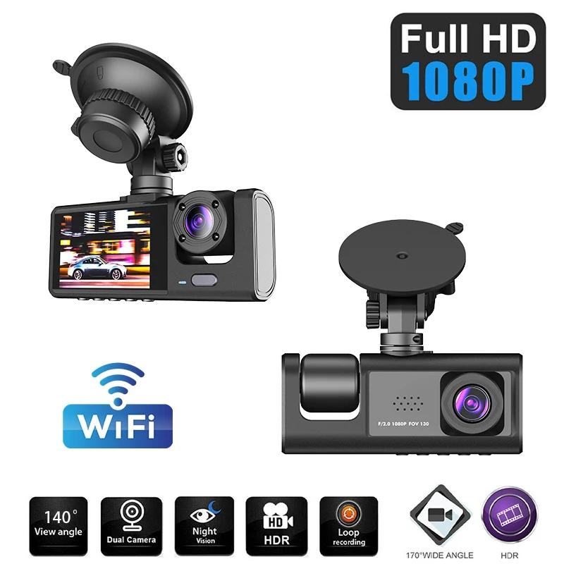 FHD1080P 2Inch Dash Cam Car DVR Night Vision WIFI 3Camera Lens Motion Detection Front Inside Rear Wide Angle Driving Recorder