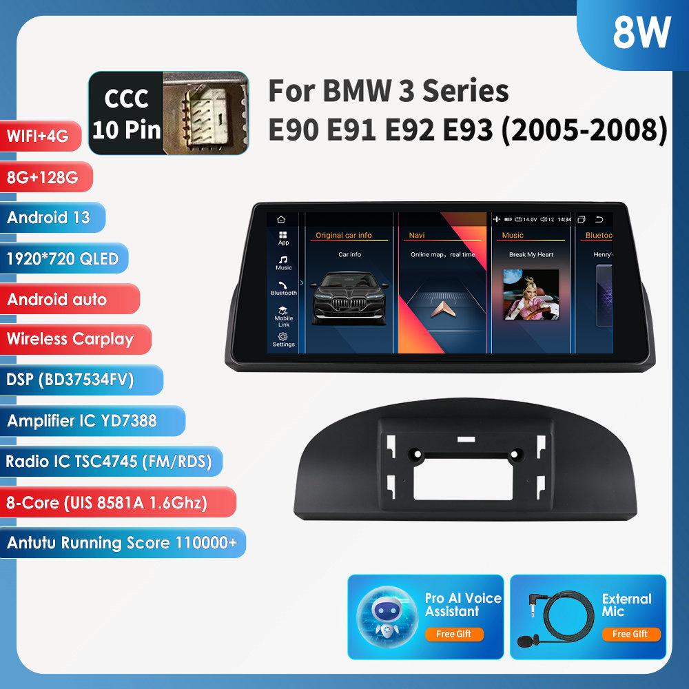 

OSSURET Для BMW 3 серии E90 E91 E92 E93(2005-2008)CCC с интеллектуальными системами автомобиля, поддержка беспроводной Carplay Android Auto BT WIFI GPS 4G GPS Stereo 8W 8G 128G,AI