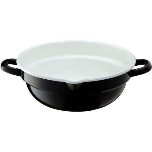 Takagi Metal Easy-to-Clean Enamel Glass Deep Fryer, Induction Compatible, 24cm, Black/White, HT-24BW