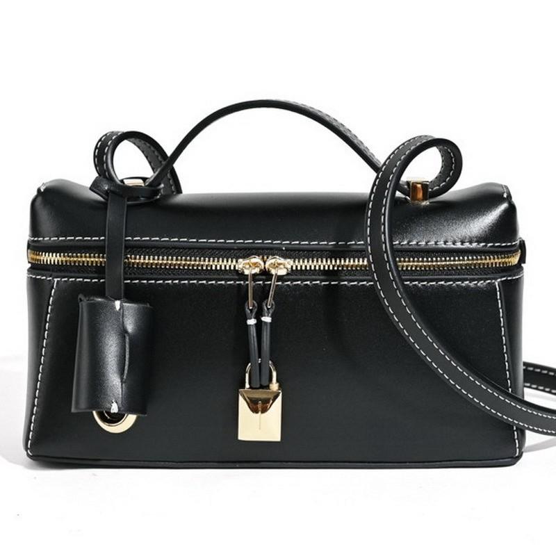 New lunch box bag, cowhide leather women's bag, messenger bag, shoulder bag, underarm bag.