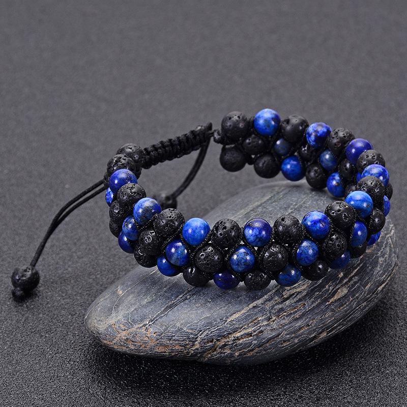 JYL TS Bracelet Triple-Layer Volcano Stone  Wrapped Enhances Vitality & Protection 6MM laplazuli
