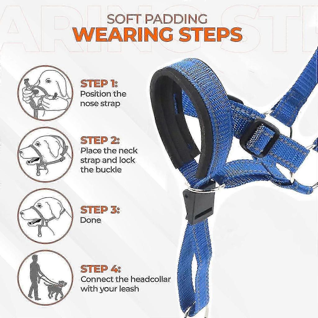 Dog Head Halter With Safety Strap, Dog Head Collar With Reflective Strap, No-pull Dog Collar Adjustable Dog Harness Training [NEW]