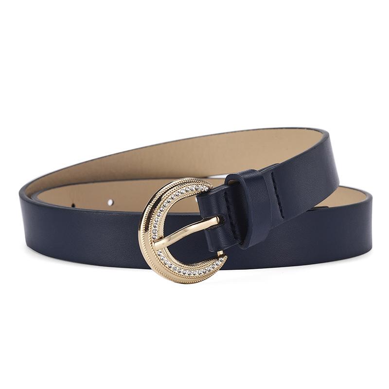 Rhinestone Inlaid Alloy Buckle Women'S Elegant Simple Decorative Belt High-End Belt Women'S Tide