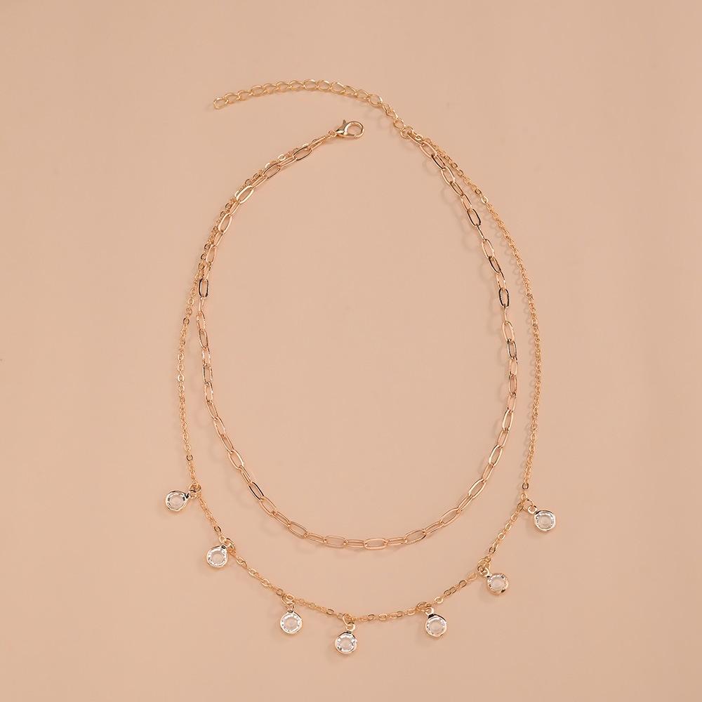 Crystal Fringed Pendant Multi-layer Personalized Stacked Chain Collarbone Chain