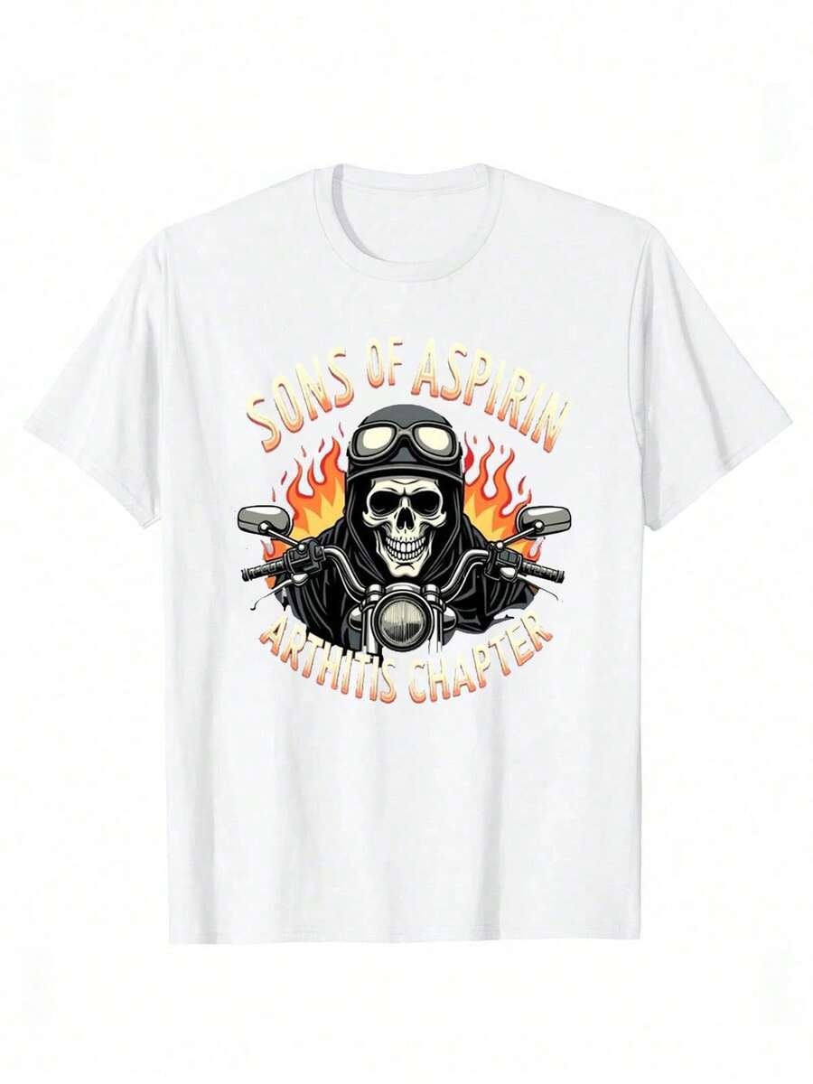 

Unisex s Short - Sleeve White Tee | Humorous Biker Arthritis Themed Unisex T-Shirt XXL