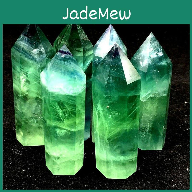 Elegant Natural Green Fluorite Quartz Hexagonal Wand For Focus Concentration And Reiki Practices