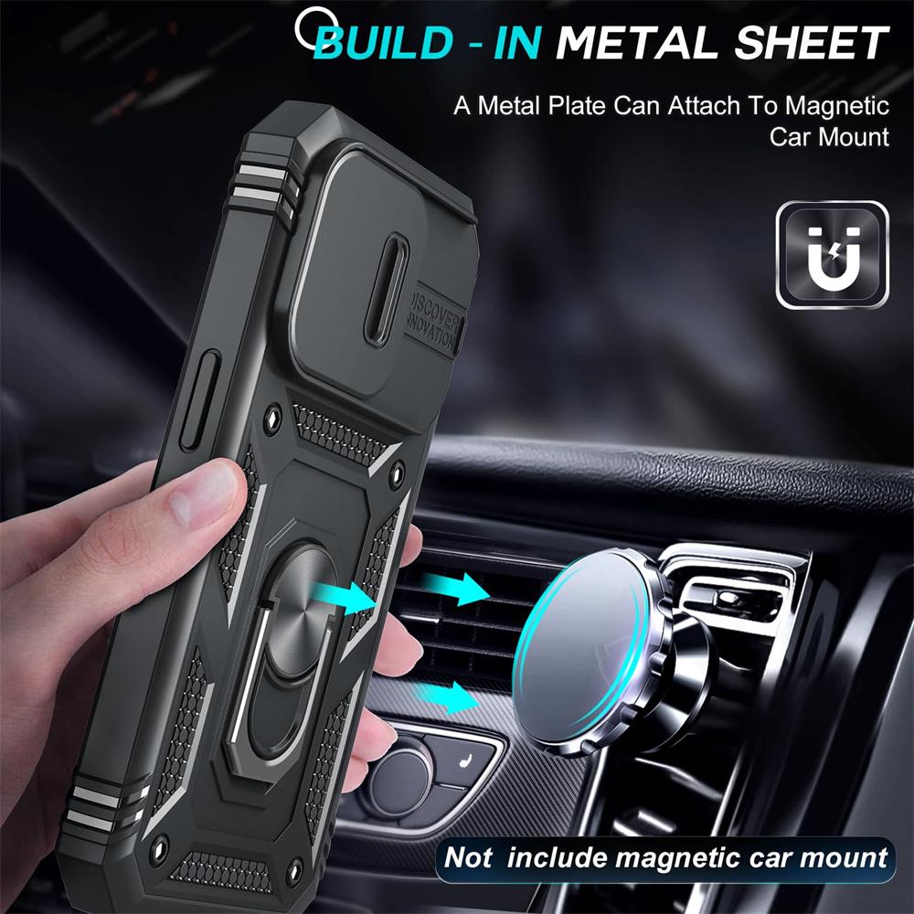 Custodia per iPhone 15 14 13 12 11 Pro XS Max XR 8 7 Plus fotocamera scorrevole grado militare protezione armatura rotazione di 360 gradi armatura copertura