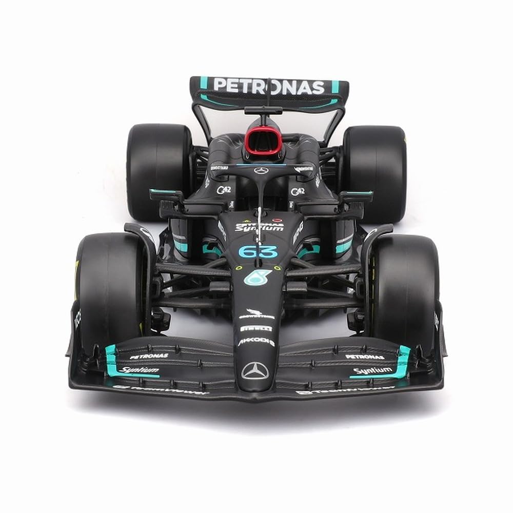 Bburago 1/24 Scale Mercedes-AMG Petronas F1 Team W14 (2023) E-Performance No. 63 with G. Russell Figure (Window Box) - Finished Model (BUR28037R)