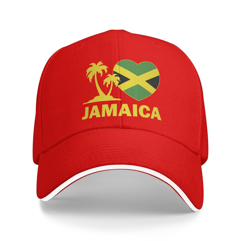 Women Unisex Jamaica I Love Jamaican Flag Outdoor Hat Adjustable Cap Casual Baseball Cap Golf Hats
