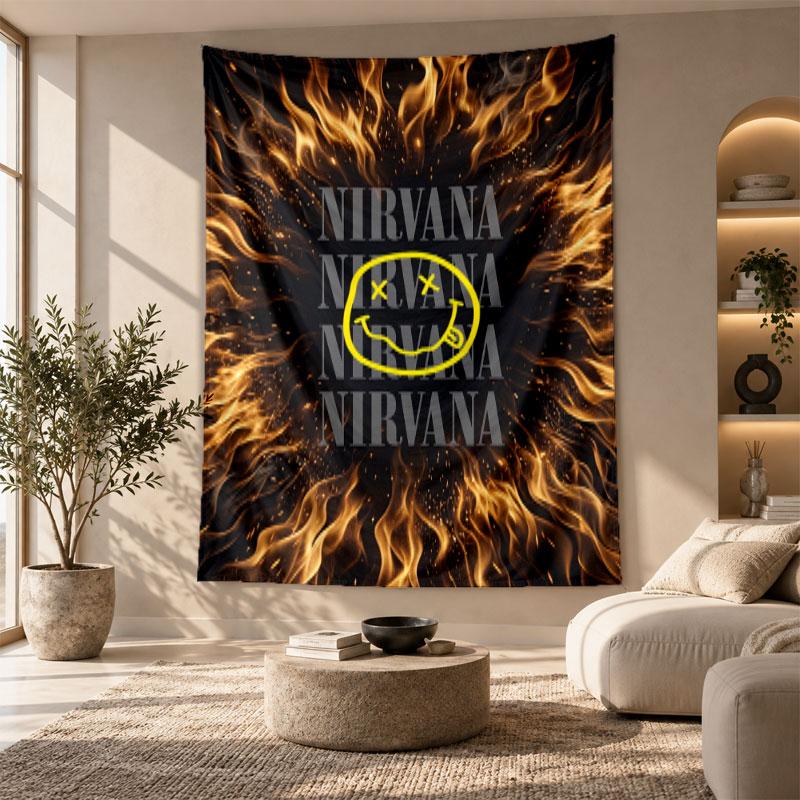 Decorative Tapestry,Nirvana Printed Wall Art, Lightweight Wall Hanging For Bedroom Background