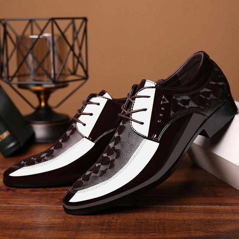Italian Men's Leather Shoes Point Toe Business Dress Shoes Casual Office Shoe Lace Up Oxfords Luxury Wedding Party Shoes for Men