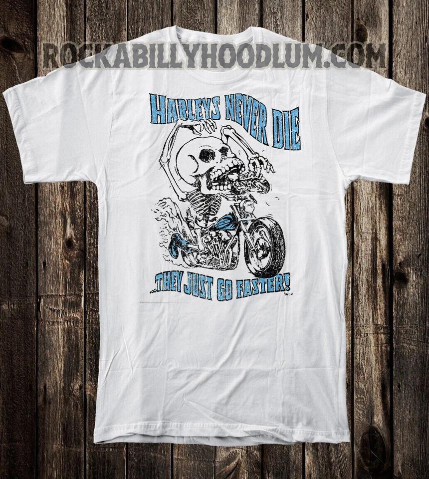 Ретро Хот Род Футболка Vtg Арт ЭД Big Daddy Roth Harley никогда не Умирай Скелет XL