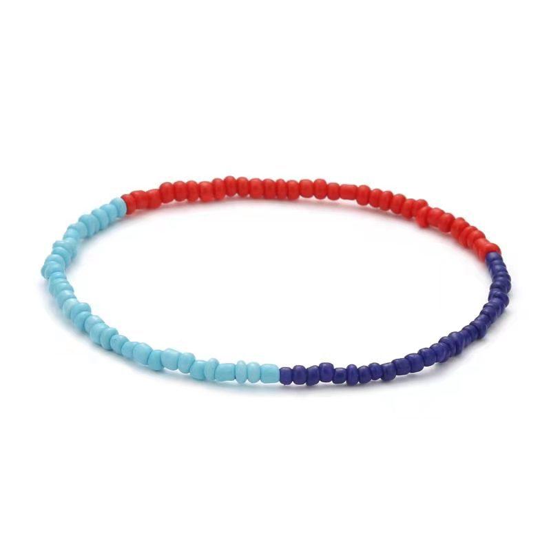 Colorful Beads Anklets Summer Beach Boho Women Elastic Rope Chains Adjustable Ankle Bracelet Beach Jewelry Vacation Accessories