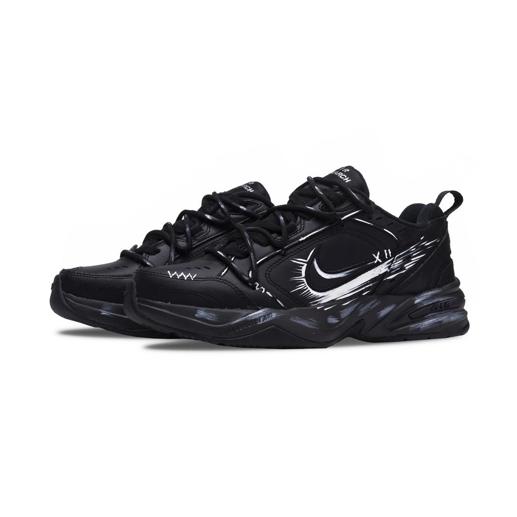 Nike Air Monarch 4 Slip Resistant, Abrasion Resistant, Breathable Low Top Chunky Sneakers Unisex Black 415445-001(Team580-)