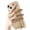 For iPhone 14/13 Case Litchi Texture Card Bag Leather+TPU Crossbody Phone Cover with Ring Kickstand