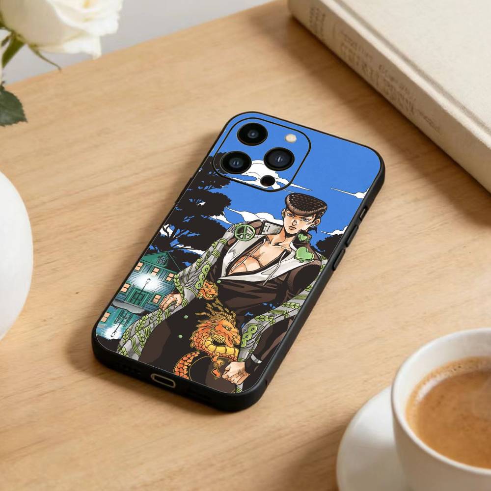 Anime Jojos Bizarres Adventures Phone Case For iPhone 16,15,14,13,12,17,Pro Max,Plus Silicone Black Case